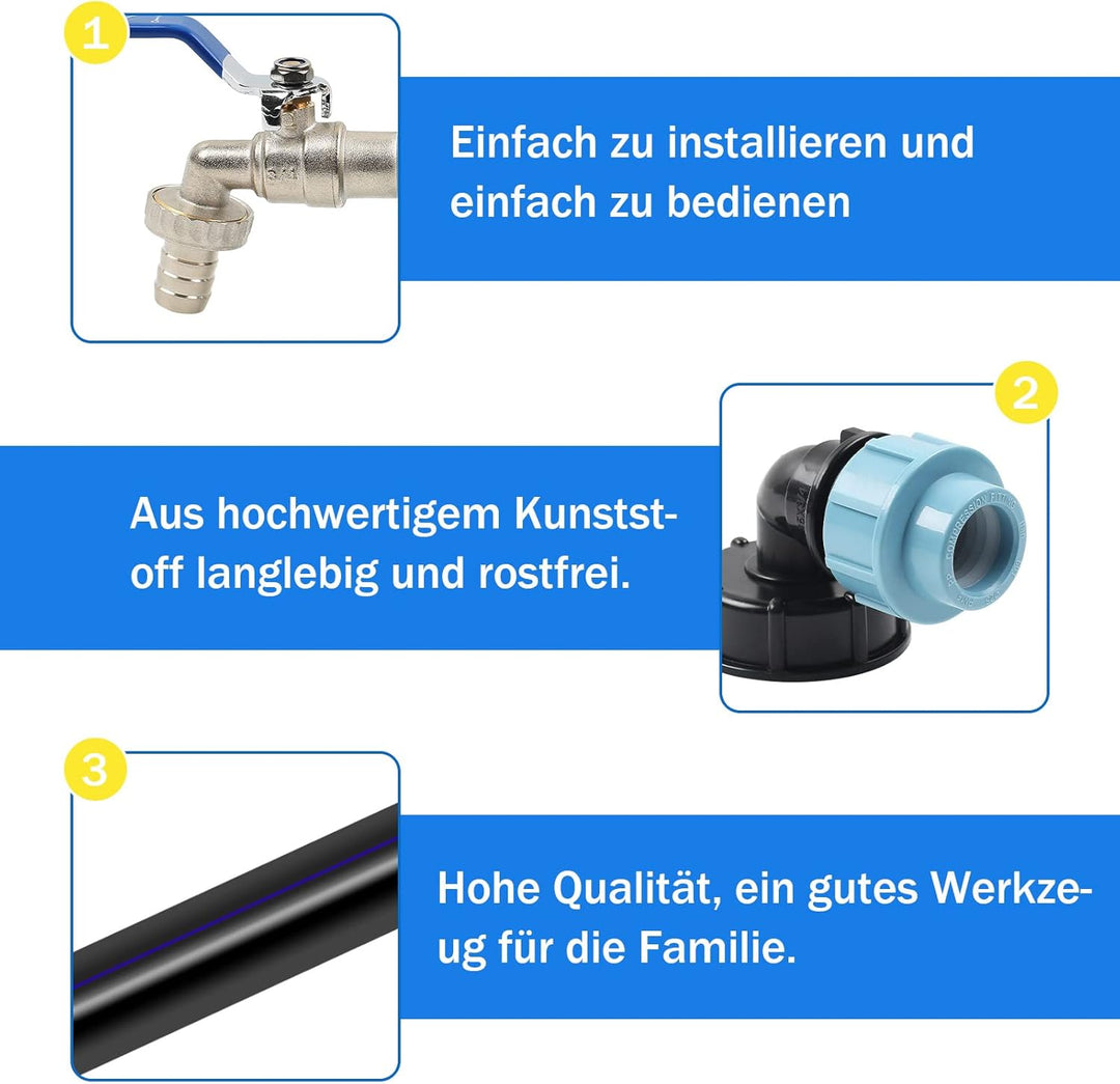 STEEIRO IBC Schwanenhals 3/4" Auslaufhahn,IBC Adapter Tank Ventil Auslaufhahn Wasserhahn für Regenwa