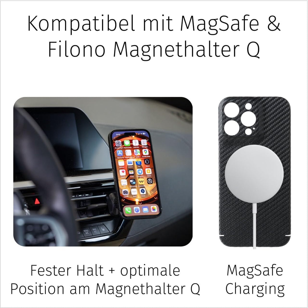 FILONO iPhone 12 Carbon Hülle kompatibel mit MagSafe ultradünn iPhone 12 CARBON Case MS, iPhone 12 C