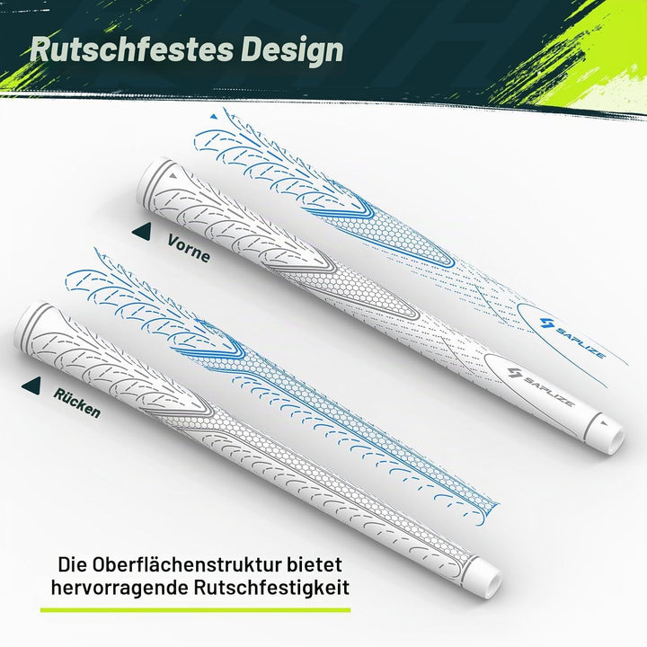 SAPLIZE Golfgriffe 13er-Set mit komplettem Regripping-Kit, Standard/Mittelklasse, Weiss/Grün/Rot/Bla