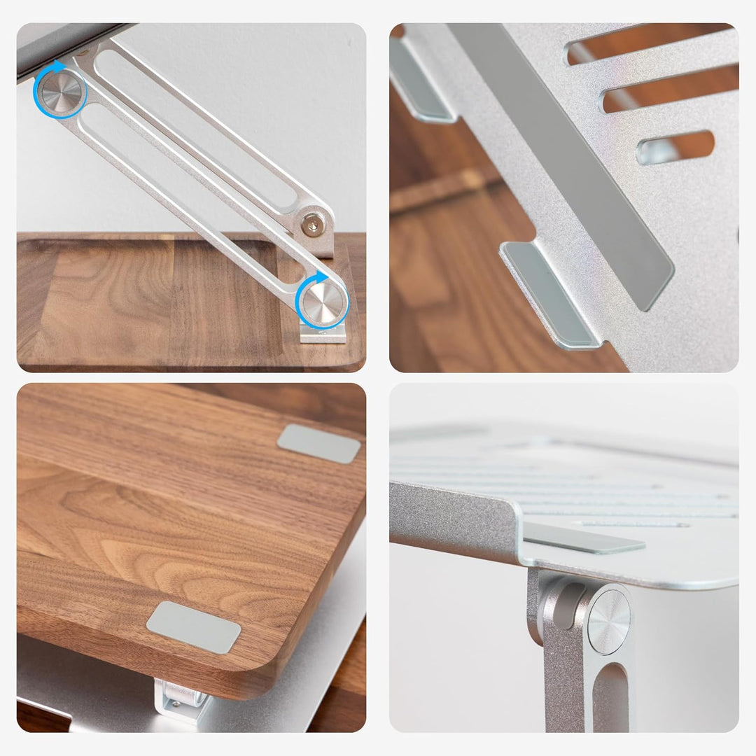muso wood Laptop Ständer Holz Höhenverstellbar - aus Aluminium und Walnussholz - Universal Notebook