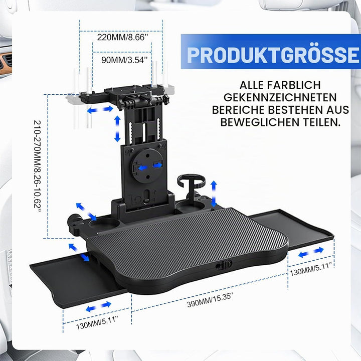 Auto Tisch Rücksitz Beifahrer, Klappbarer Auto Esstisch mit Getränkehalter &amp; Handyhalter, Faltbarer