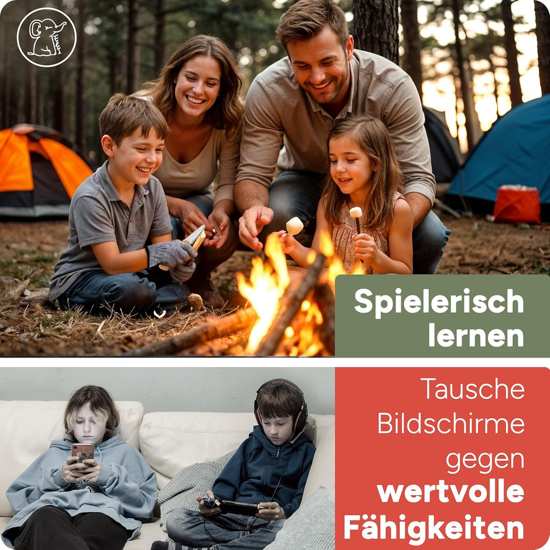 Eli® Schnitzmesser für Kinder mit Schnitzholz und Ledertasche ab 8 Jahre - hochwertiges Kindermesser