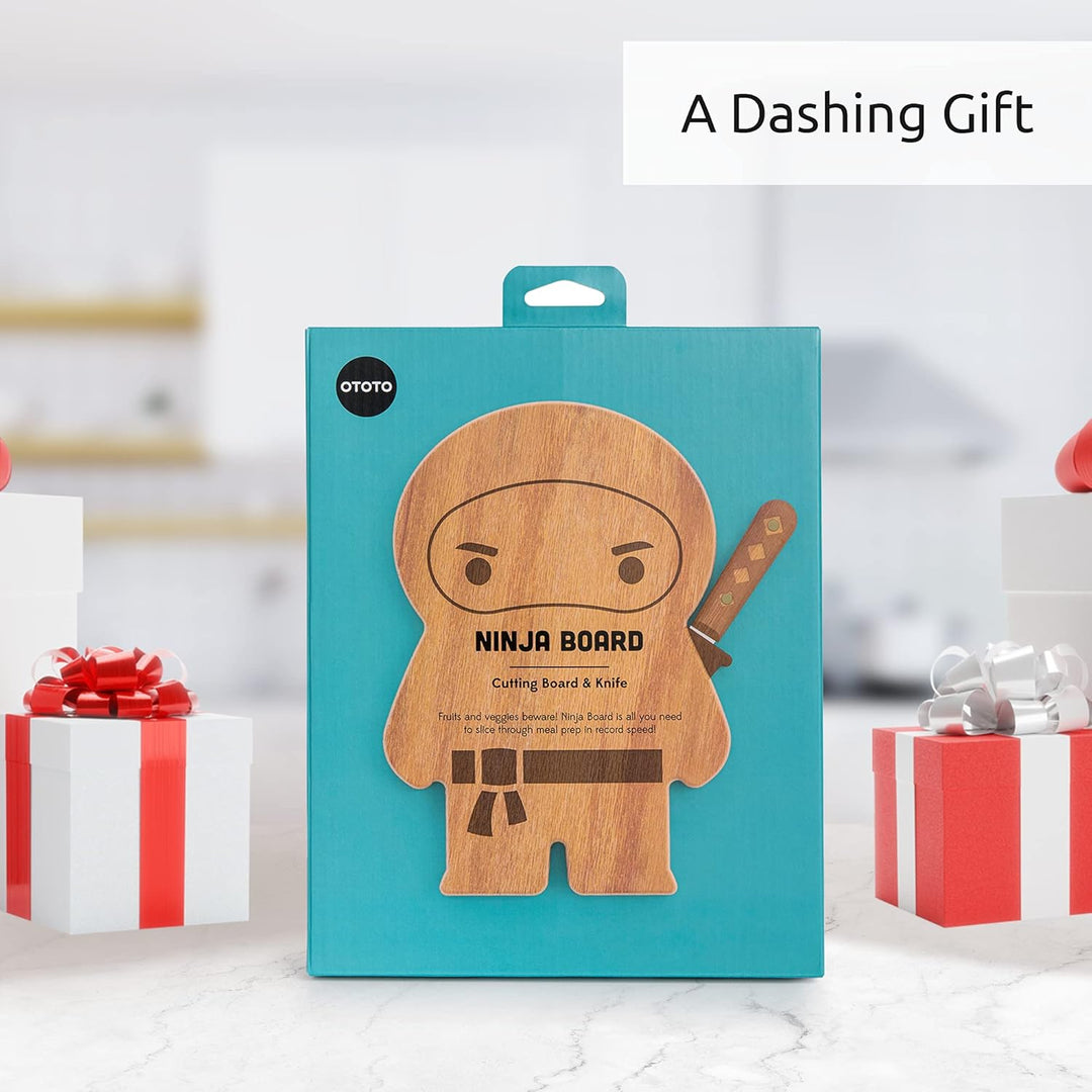 OTOTO – Ninja Board – Kleines Schneidebrett und Messer Set – Küchengeschenk zum Schneiden von Obst u
