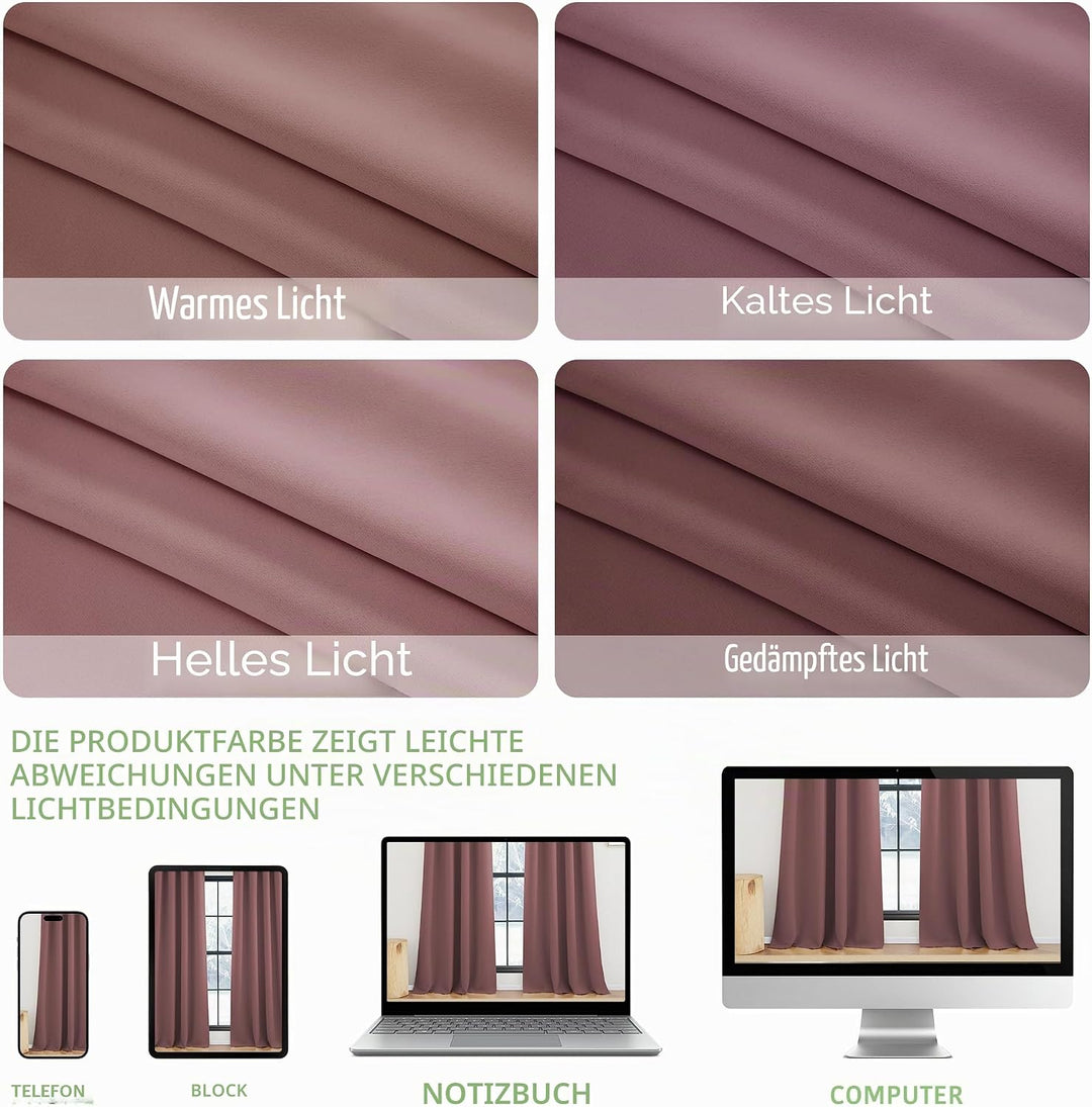 KGORGE Scheibengardinen Küche Modern Verdunklungsvorhänge Kurz | Altrosa,H120 x B90 cm,Bistrogardine