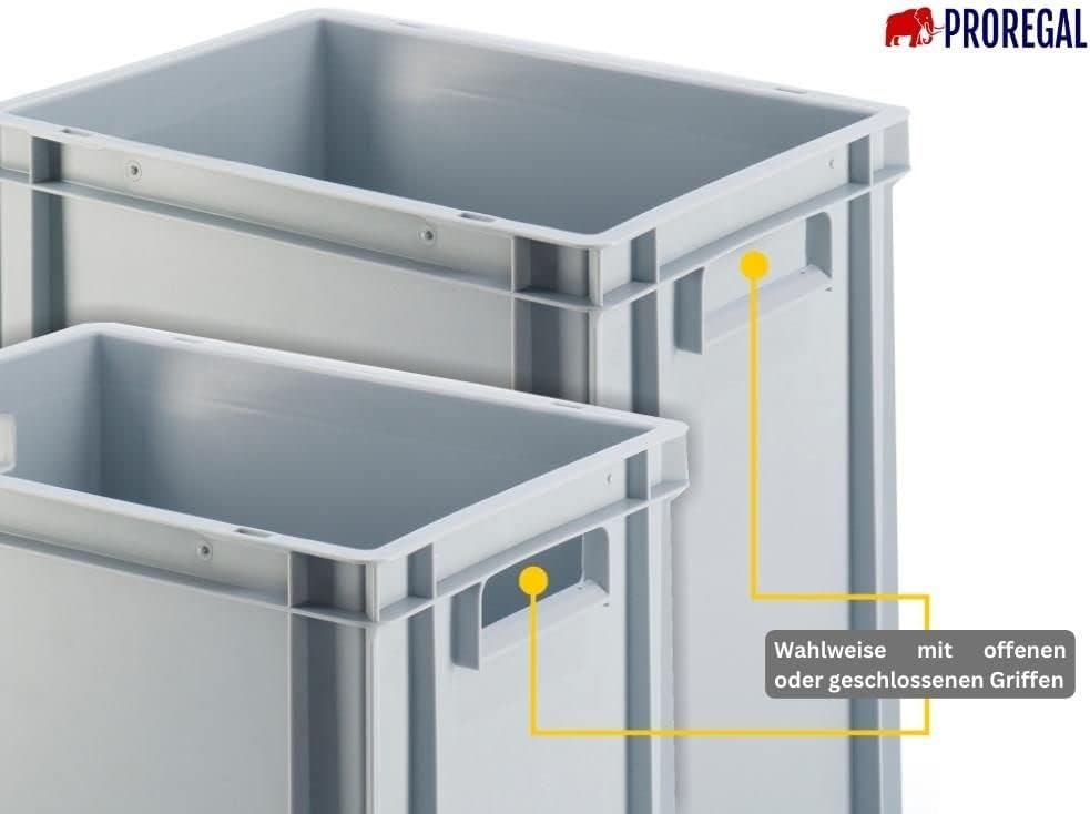 SparSet 10x Eurobehälter mit offenem Griff | HxBxT 17,5x40x60cm | 30 Liter | Grau | Eurobox, Transpo