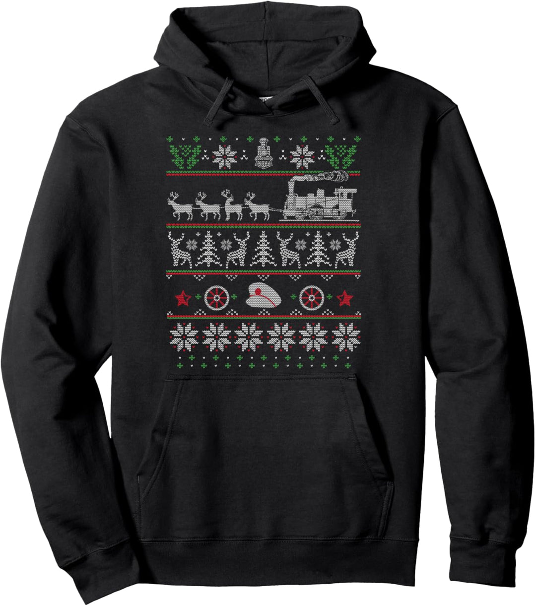 Hässliche Weihnachtszüge mit Lokomotive Pullover Hoodie