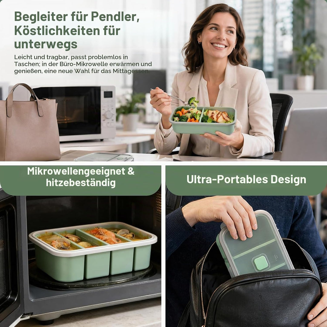 3 Stück Souper Cubes-Set Silikon Gefrierform mit Deckel, 2/4/6 Löcher Einfrieren Behälter, Meal Prep