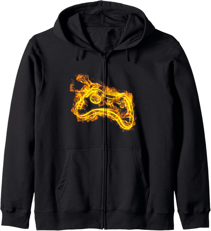 Feuer Gaming Controller Flammen Videospiel Gamer Kapuzenjacke