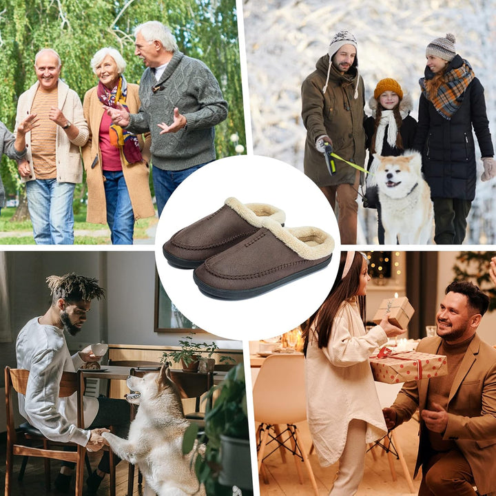 Miqieer Hausschuhe Herren Memory Foam Pantoffeln Warme Winter Plüsch Hüttenschuhe 41/42 EU 570 Kaffe