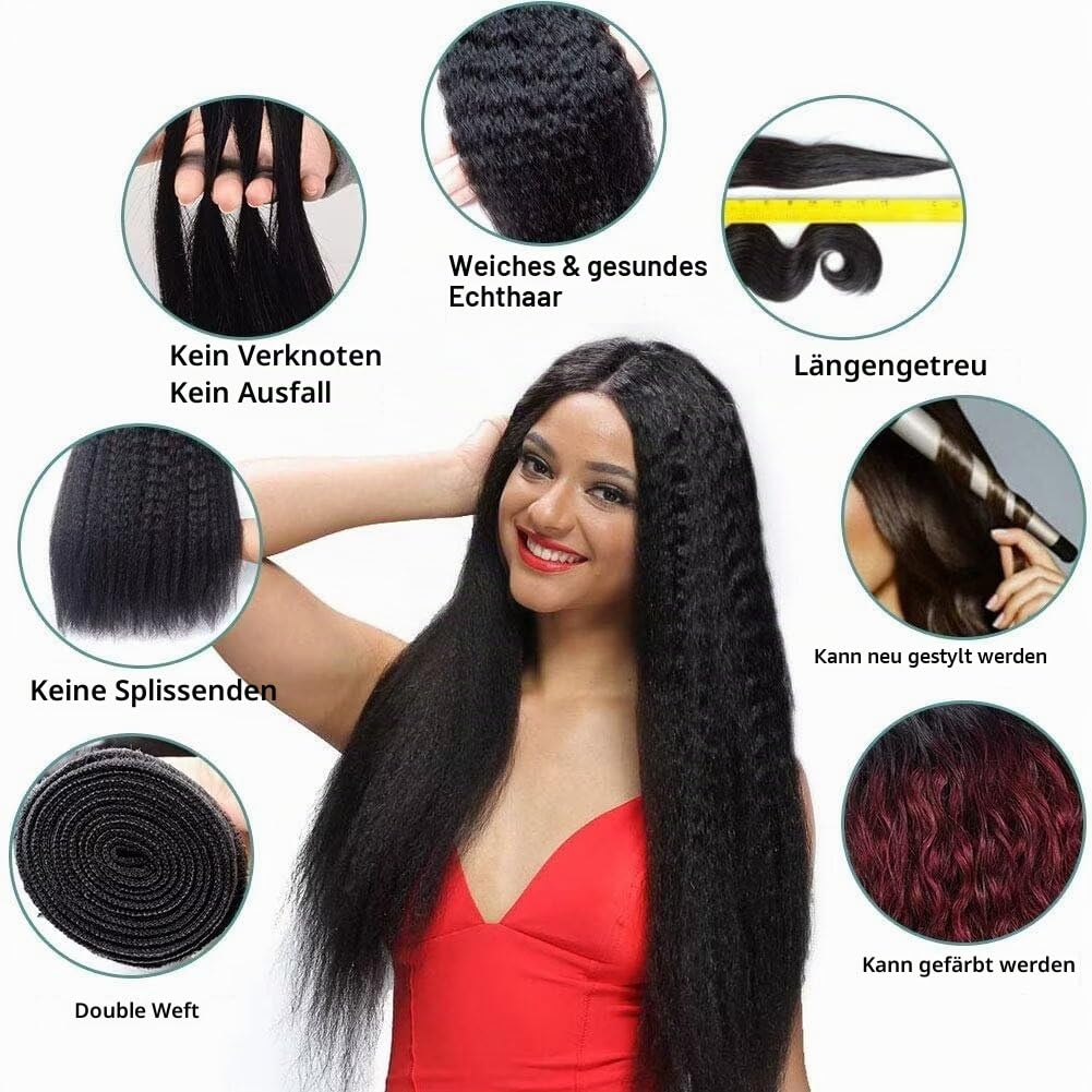 9A Brazilian Hair Bundle Kinky Straight Human Hair 3 Bundles Brasilianische Haare Bündel Echthaar We