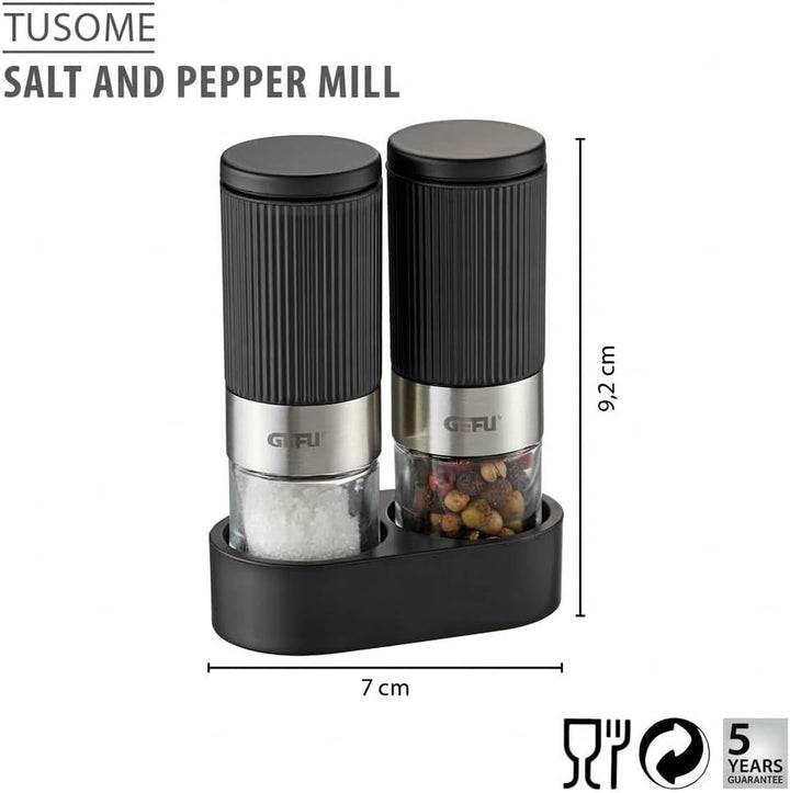 GEFU Salz- Und Pfeffermühle Tusome, 2 Stück, Schwarz
