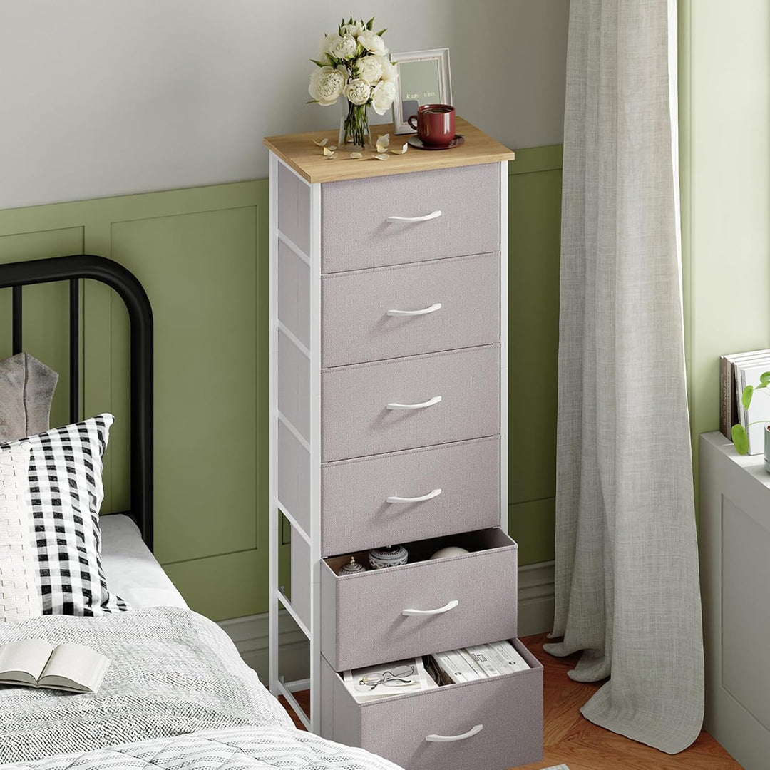 Somdot Kommode mit Schubladen aus Stoff für Schlafzimmer, Kommode Wohnzimmer Flur, Komodenschrank Sc