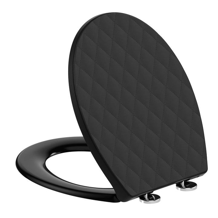 WC Sitz mit absenkautomatik Oval, Toilettendeckel Schwarz mit Quick-Release Funktion, Klobrille, Klo