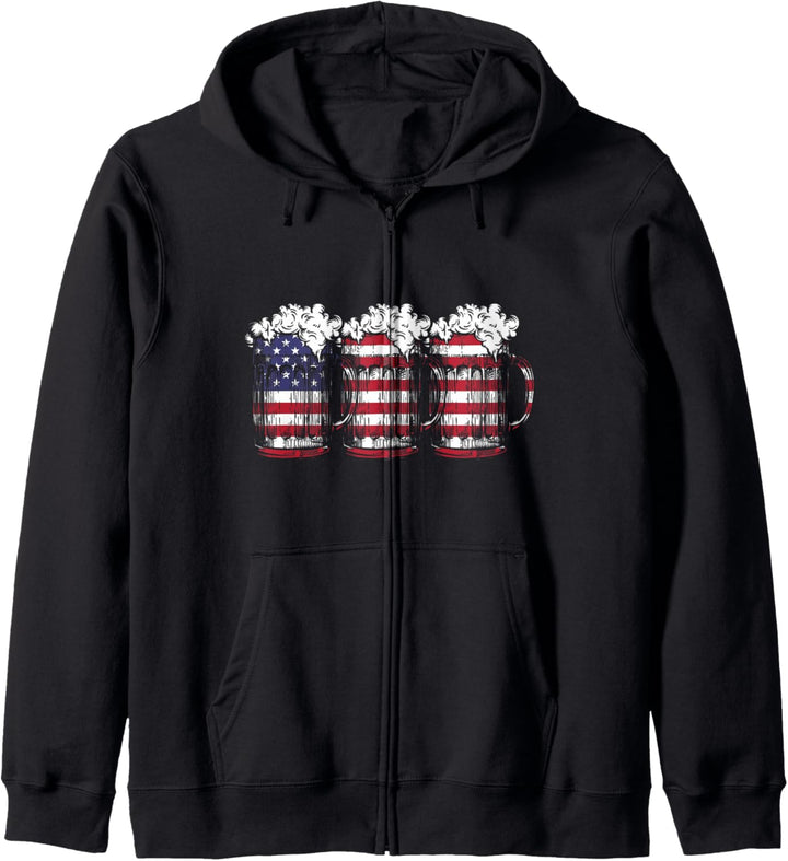 Bier Amerikanisch USA Flagge 4. Juli Merica Biertrinker Kapuzenjacke