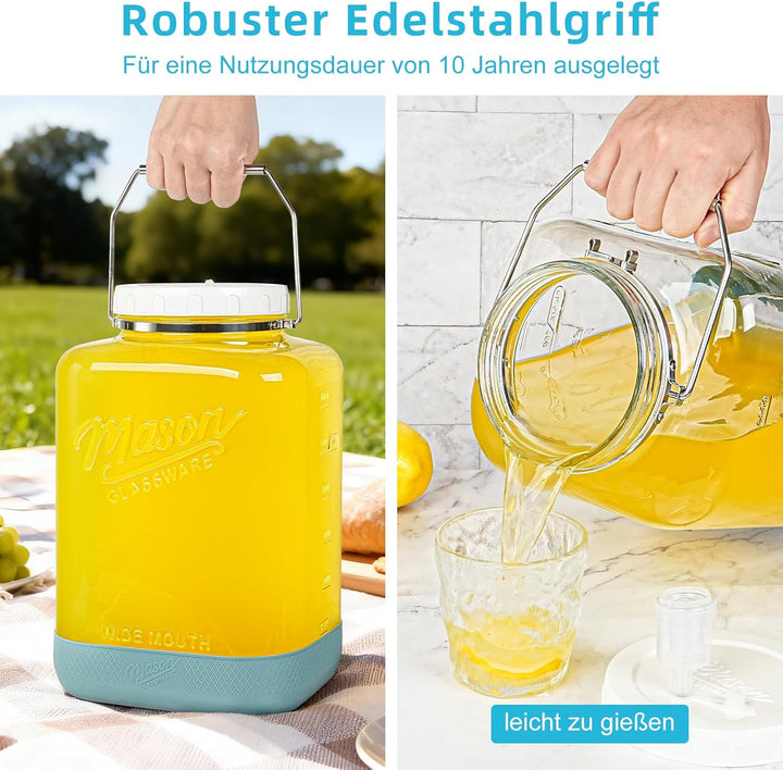 Absovetu 2er Set Grosse Fermentiergläser mit Luftschleuse 7,5 L - Fermentierglas Mason Jar Gläser Gä