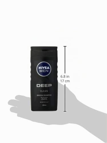 NIVEA MEN Deep Clean Dusche Shampoo im 6er Pack x 250 ml, Herren Schaumbad für Körper, Gesicht und H