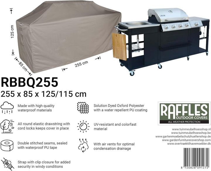 Schutzhülle XL Outdoor-Küchen 255 x 85 H: 125/115 cm | Atmungsaktiv | Wasserdicht | UV - beständig |