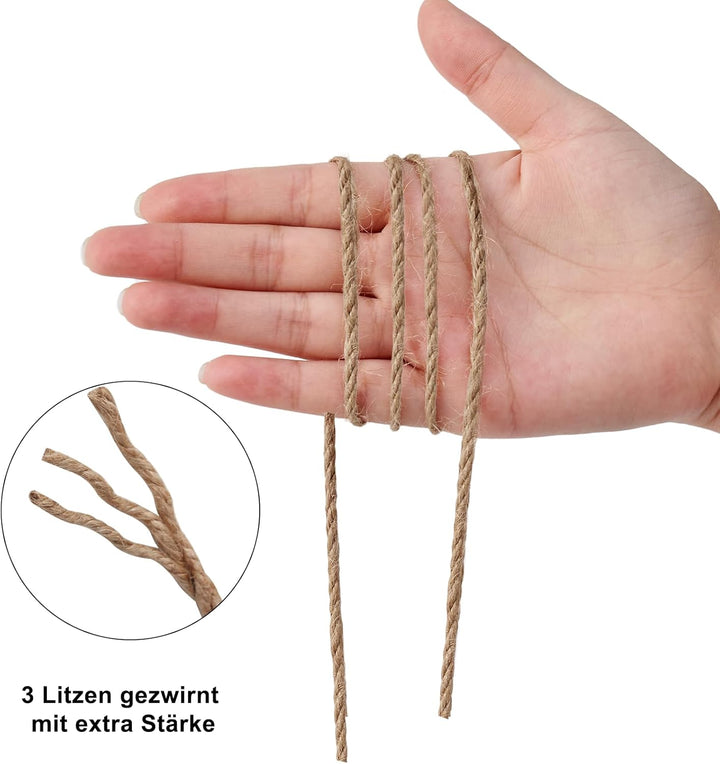 Natürliche Jute-Schnur, 4mm 100m Juteschnur für Geschenkverpackungen Handwerk Pflanze Garten Weihnac