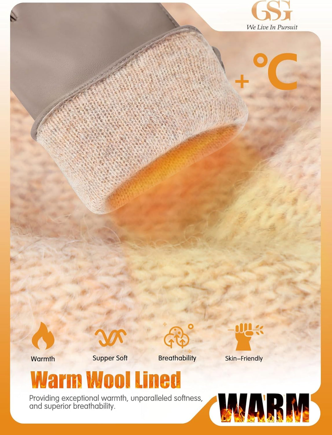 GSG SINCE 1998 Lederhandschuhe Damen Gefüttert aus Chromfreiem Echtleder – Wollfutter/Fleecefutter S