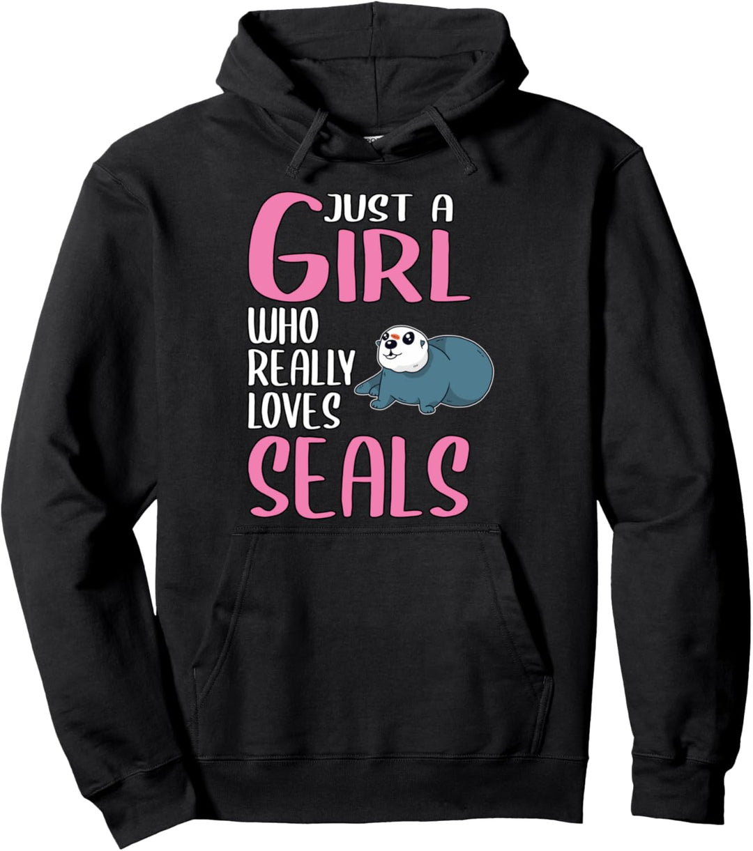 Damen Just A Girl Seehund Geschenk Robben Pullover Hoodie
