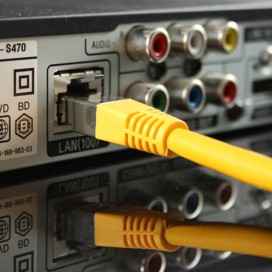 1aTTack.de 7,5m gelb - 5 Stück Cat.6 Patchkabel Netzwerkkabel CAT6 S-FTP Gigabit Lan PIMF CAT 6 Kupf