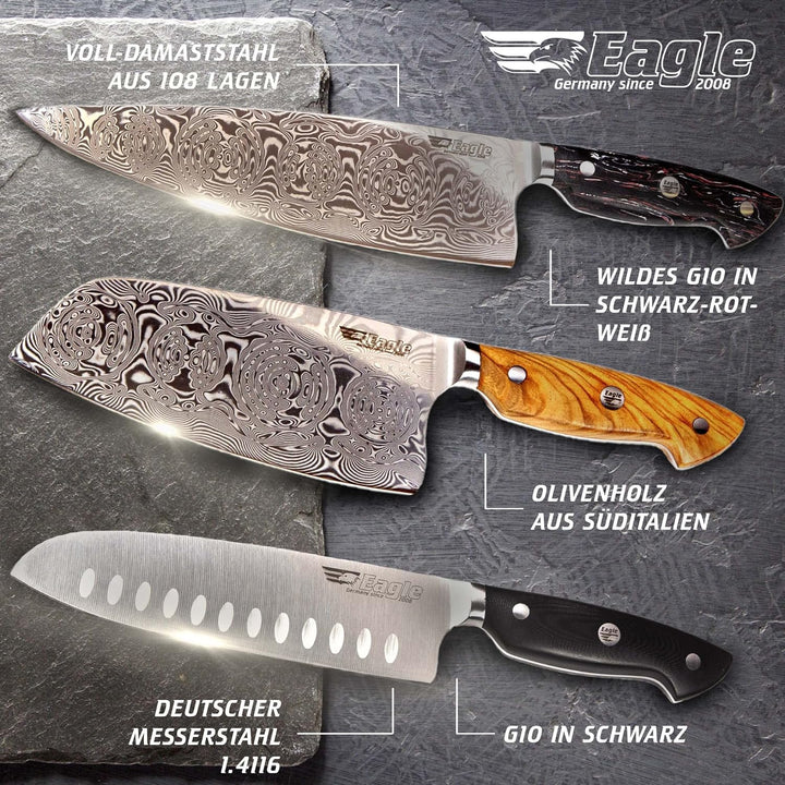 Eagle U-Grip - Brotmesser 23 cm - Deutscher Messerstahl 1.4116 / Heftschalen: G10 schwarz, Deutscher
