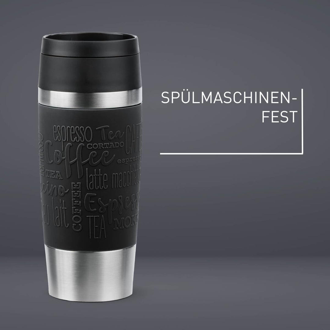 Emsa N20202 Travel Mug Classic Isolierbecher 0,36 Liter | neuer Komfort-Schraubverschluss | Edelstah