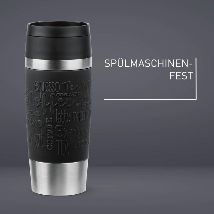 Emsa N20202 Travel Mug Classic Isolierbecher 0,36 Liter | neuer Komfort-Schraubverschluss | Edelstah