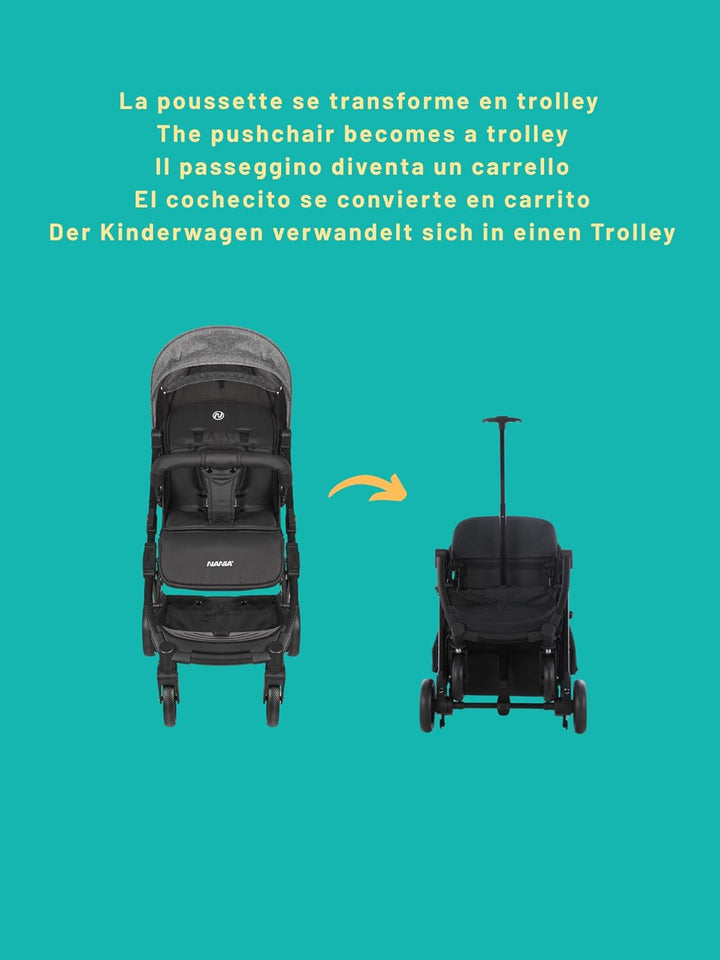 Nania Myla, kompakter Buggy, 0 bis 4 Jahre (22 kg max), leicht (7,5 kg), Stadtwagen, mit einer Hand