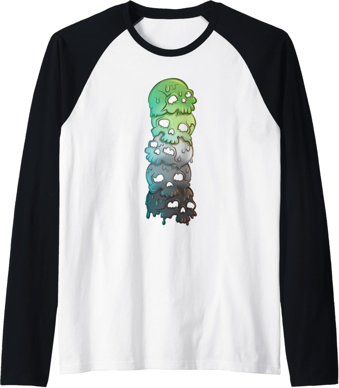 Aro Pride-Flagge Gothik-Schädel Aromantic Raglan