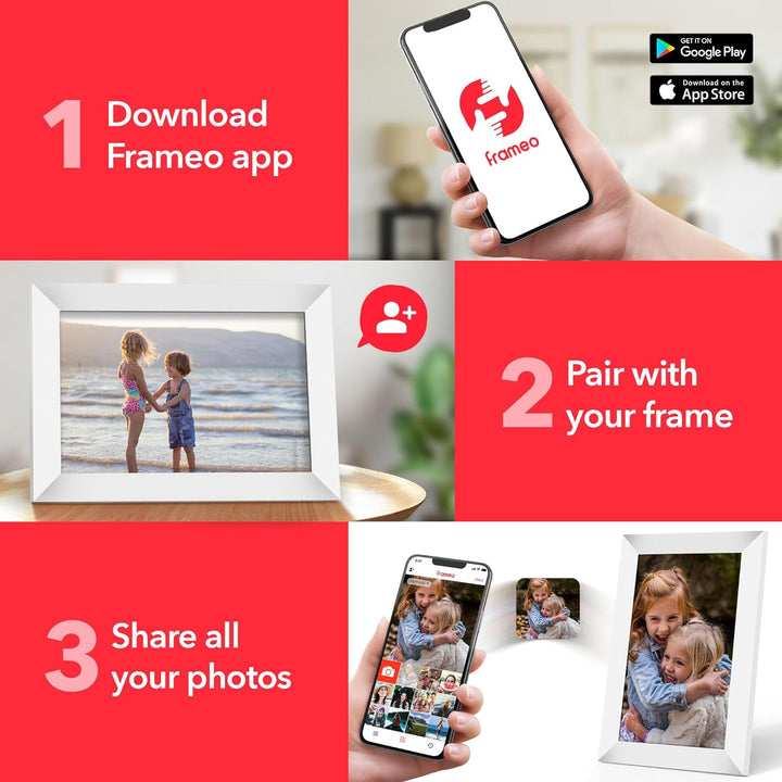 Digitaler Bilderrahmen WLAN, Haehne 10 Zoll Elektronischer Bilderrahmen, HD IPS Touchscreen, Auto-Ro