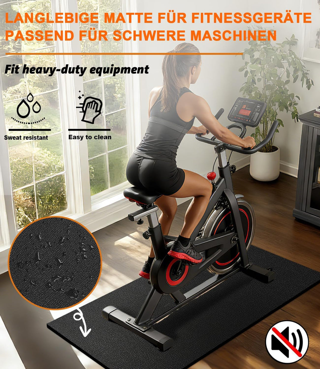 Faltbare Bodenschutzmatte Fitness Unterlegmatte für Fitnessgeräte, 140cmx65cm/160x75cm/180x80cm,6mm