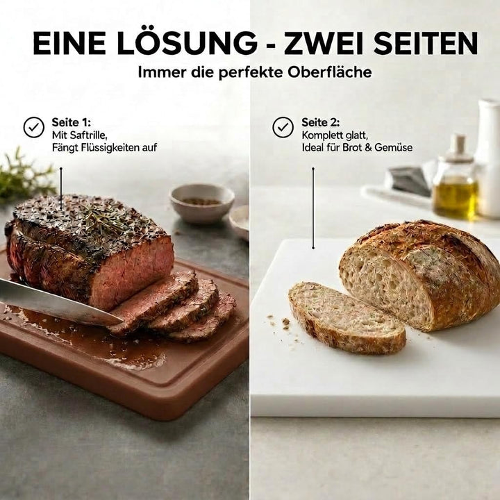 stabiles Schneidebrett Kunststoff | Braun 35x25x2 cm | Spülmaschinenfest, EXTRA dick, messerschonend