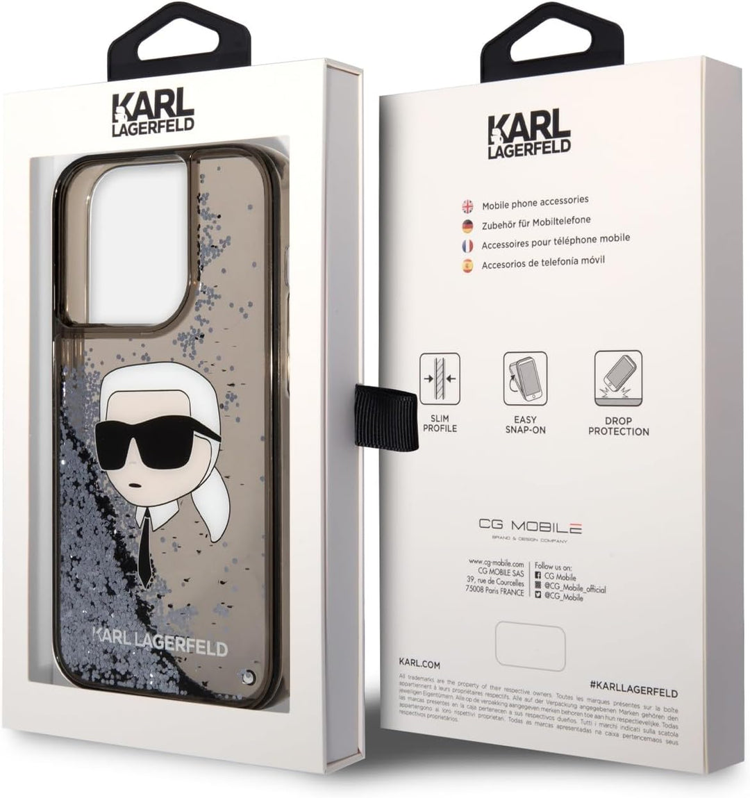 KARL LAGERFELD KLHCP14LLNKHCK Hülle für iPhone 14 Pro 6,1" Schwarz hardcase Glit