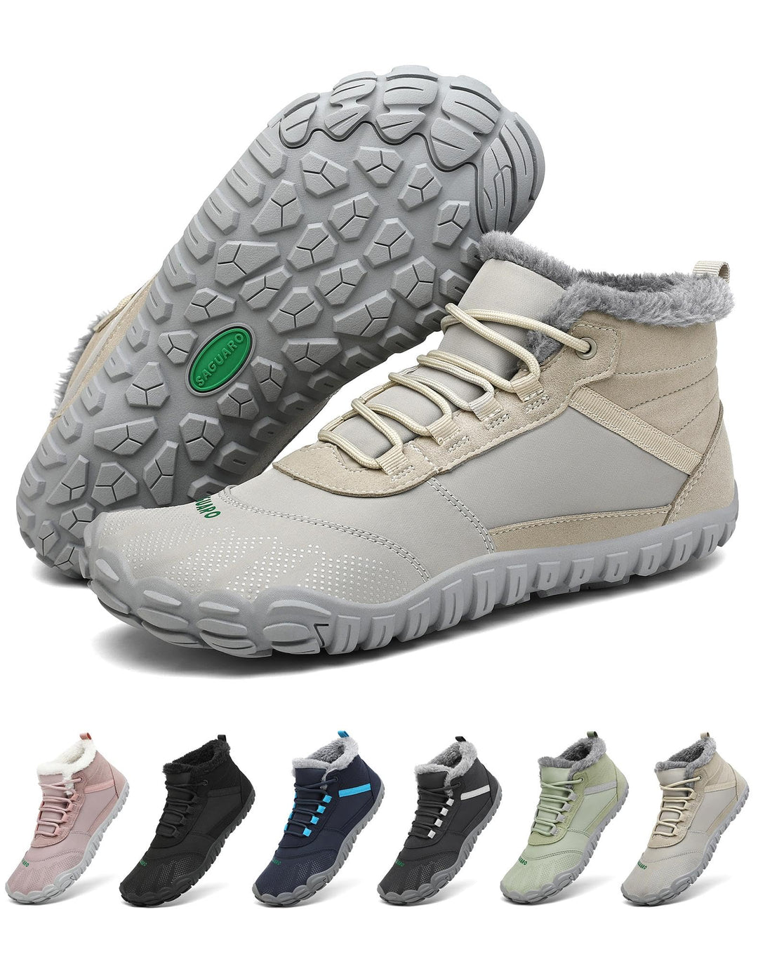 SAGUARO Winter Barfussschuhe Unisex - Warm Gefüttert, Breite Zehenbox, Zero-Drop-Sohle für Winterspa