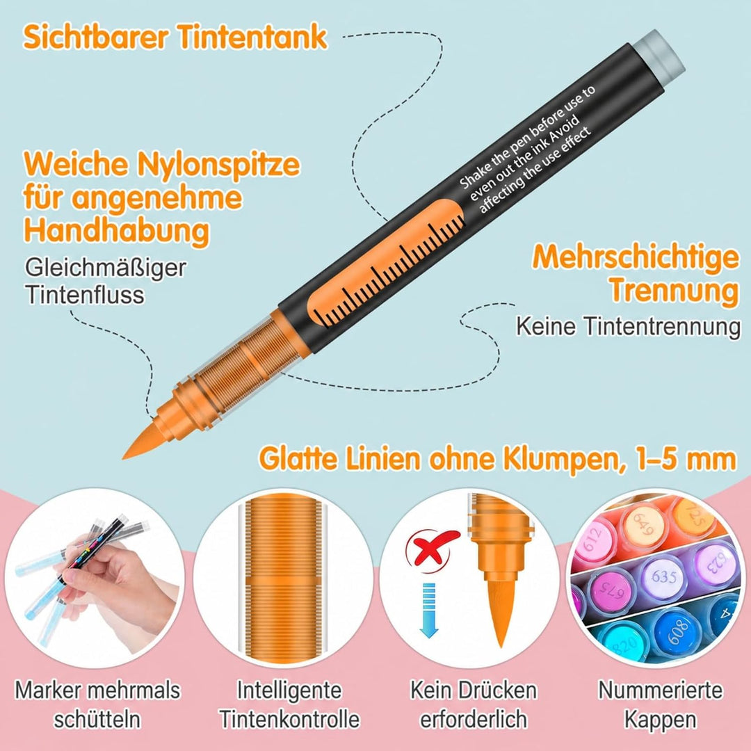Efimeso 120 Farben Acrylstifte für Steine Wasserfest,Pinselmalstifte auf Wasserbasis Acrylic Paint M
