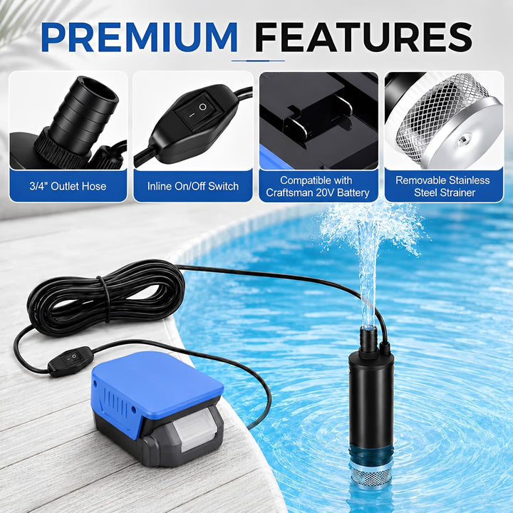 Akku Wasserpumpe für Bosch 18V System GBA Akku 30L/min Tragbare | Wasserpumpe &amp; Sumpfpumpe Wasserpum