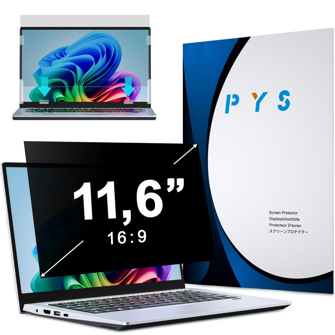 PYS Laptop Blickschutzfolie 11.6 Zoll Anti Spy Blaulicht Blendfrei Sichtschutz Folie 16:9 Abnehmbare