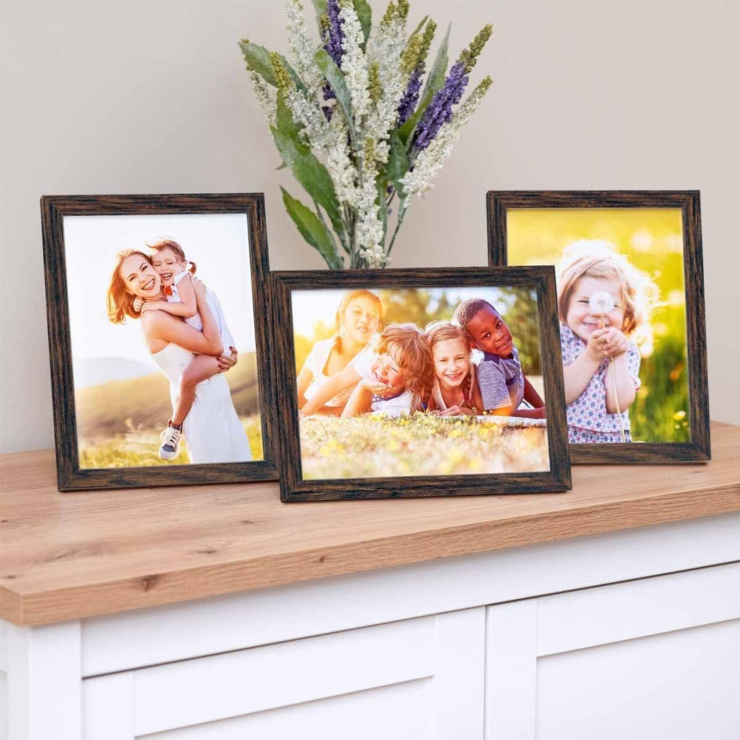 PHOTOLINI Bilderrahmen 15x20 Holz MDF Eiche Dunkel, 10er Set Bilderrahmen 20x15, Picture Frame mit A