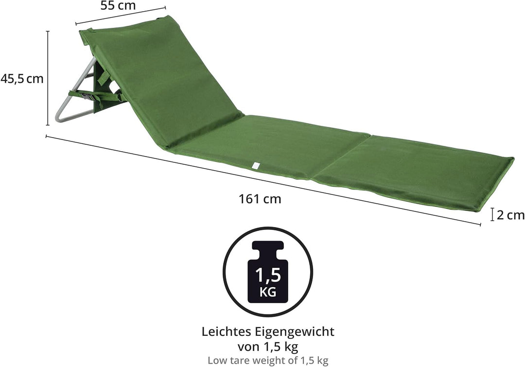 ONVAYA Premium Strandmatte 2cm gepolstert mit Rückenlehne | Strandliege faltbar | Strandmatratze | S