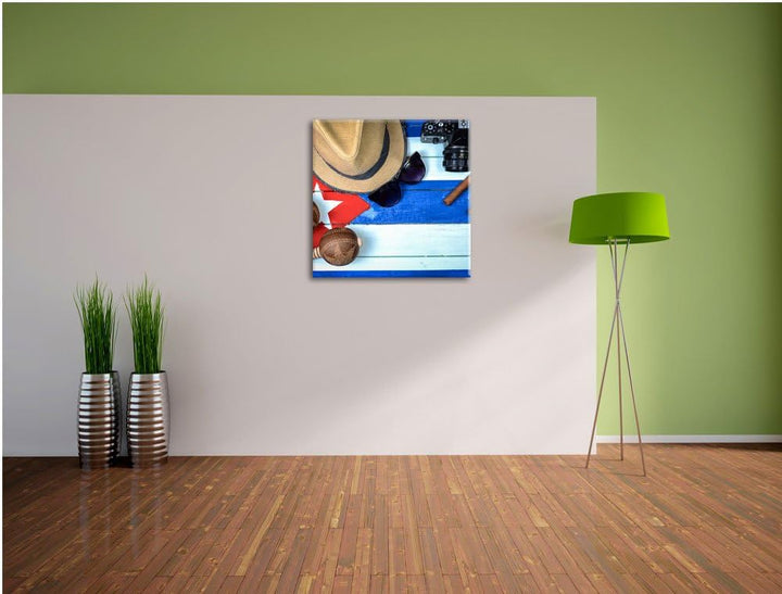 Pixxprint Kuba Stillleben, Format: 70x70 auf Leinwand, XXL riesige Bilder fertig gerahmt mit Keilrah