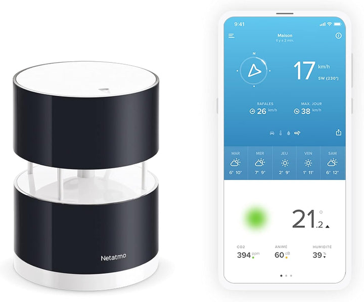 Netatmo Windmesser für Netatmo-Wetterstation, schwarz, NWA01-WW & Zusätzliches Modul für Wetterstati