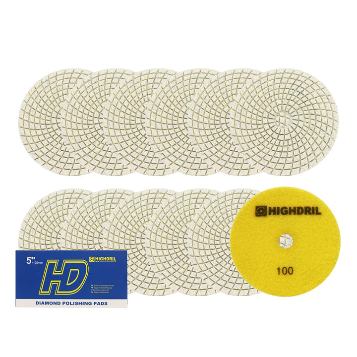 Nasse Diamant Polierscheibe - HIGHDRIL 12 Stück 125MM 