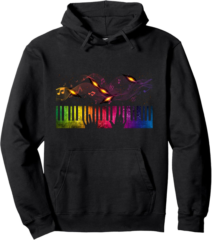 Piano Musik Klassik Musiker Buntes Keyboard Klavier Pullover Hoodie