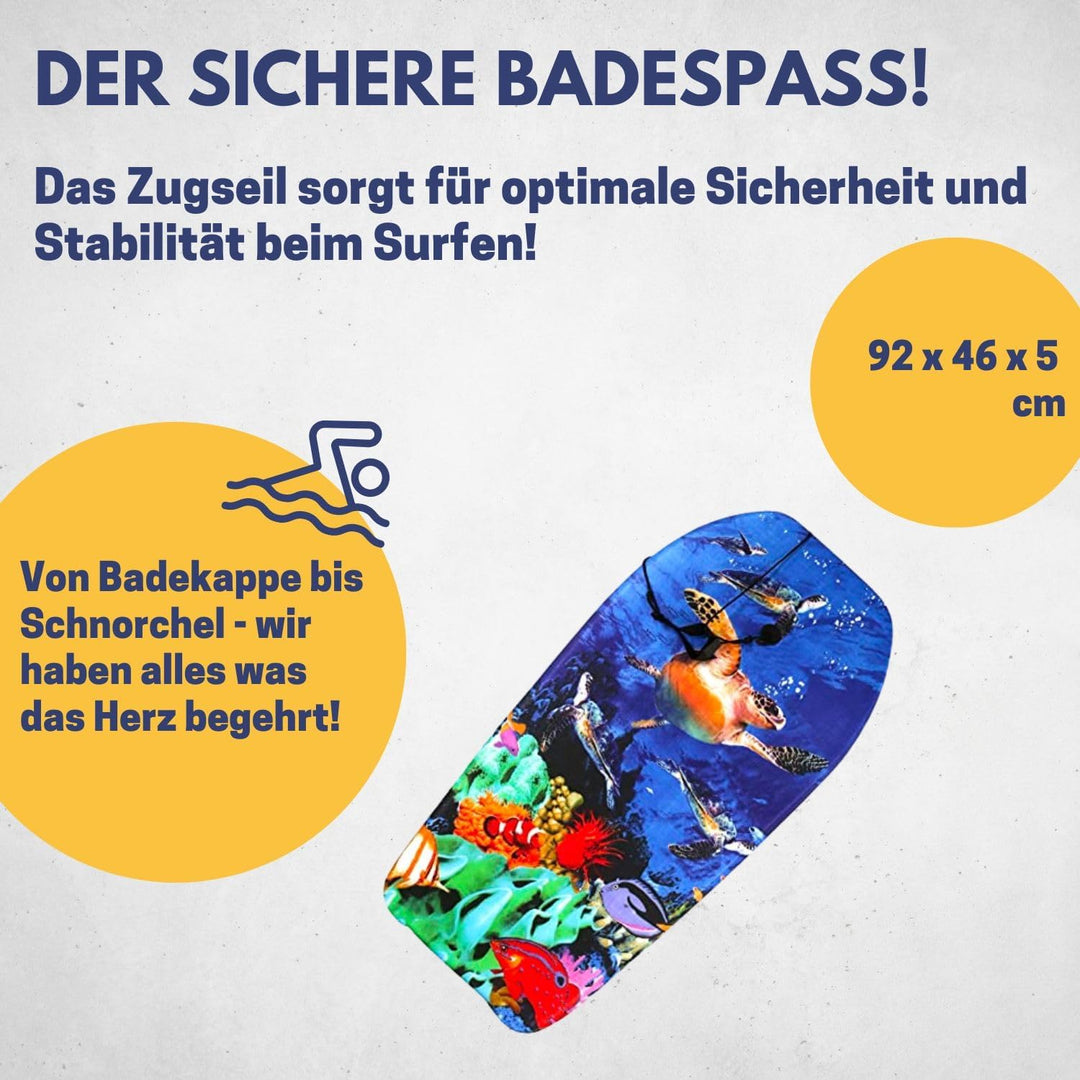 BEST SPORTING Bodyboard Kinder – Leichtes Surfbrett für Strand, Meer &amp; Schwimmbad | 92 x 46 x 5 cm |