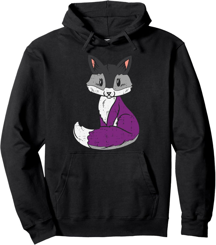 Fox Animal LGBTQ Asexual Flag Ace Pride Ally Men Women Pullover Hoodie