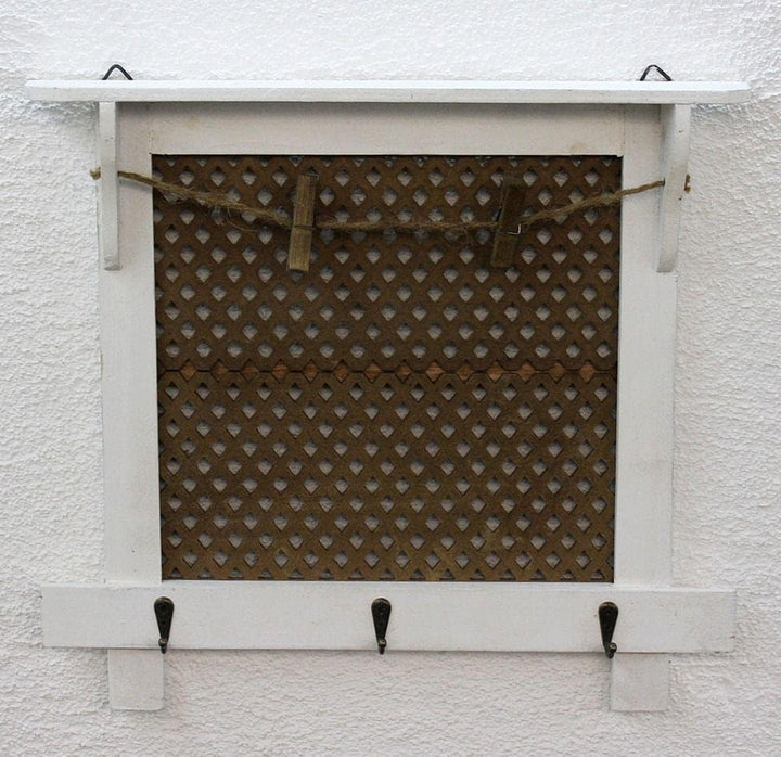 DanDiBo Wandorganizer Vintage Schlüsselbrett Holz mit Ablage Memoboard 12047 Weiss Schlüsselboard Br