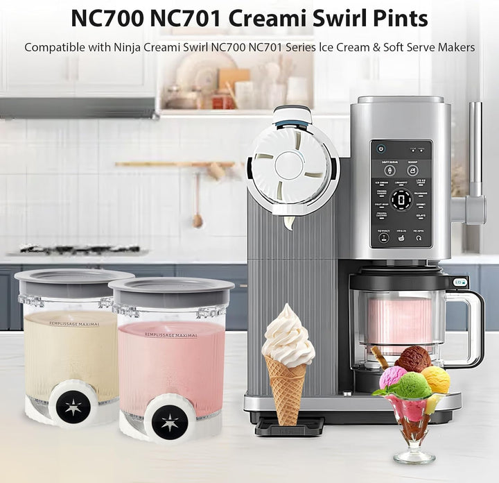 4er-Ninja Creami Swirl - Pack Behälter für Ninja Creami Swirl Pints und Deckel, Eisbehälter Ko
