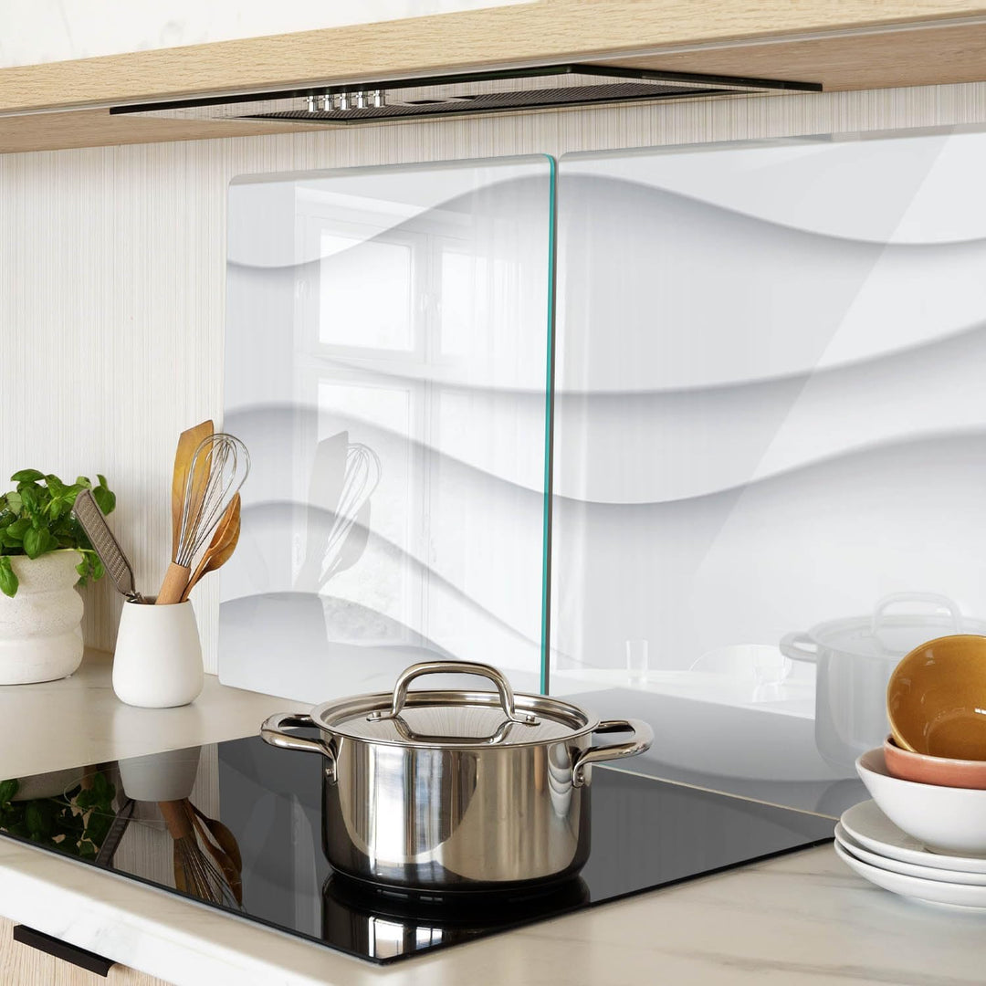 Tulup Schneidebrett Abdeckung Spritzschutz 2x40x52 cm Kochplattenabdeckung Weiss Herdabdeckplatte Ge