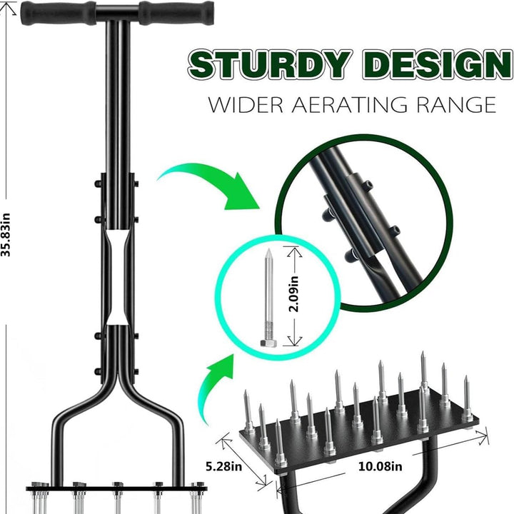 Rasenbelüfter, Aerifizierer für Rasen, manueller Rasenentkernbelüfter Hohlspoon Metall Manuelle Vert